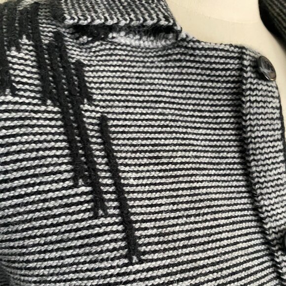 EUC MCR MODACRISE Button Down Black Wool Blend Sweater Knit Cardigan/Jacket sz M - Picture 6 of 9